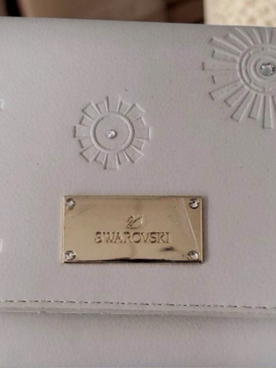 Swarovski Handbags - Swarovski White Crystal Embellished Wallet Wristlet Clutch Faux Leather